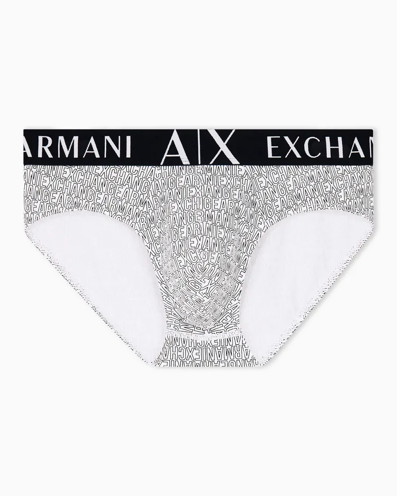 Armani Exchange Slip aus Baumwolljersey mit Muster und elastischem Bund Weiß
