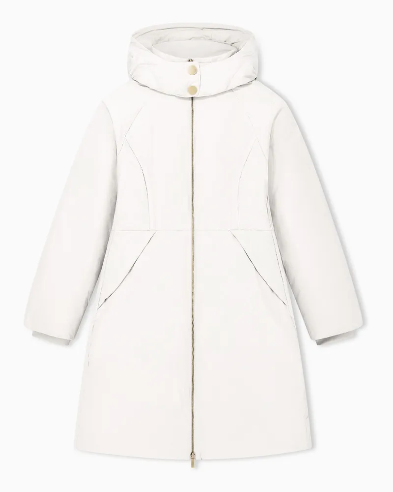 Armani Exchange Daunenjacke aus Crinkle-Nylon mit Kapuze und Reißverschluss Beige