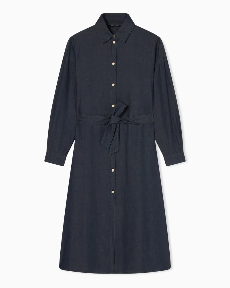 Armani Exchange Ausgestelltes Chambray-Kleid mit Gürtel Blau