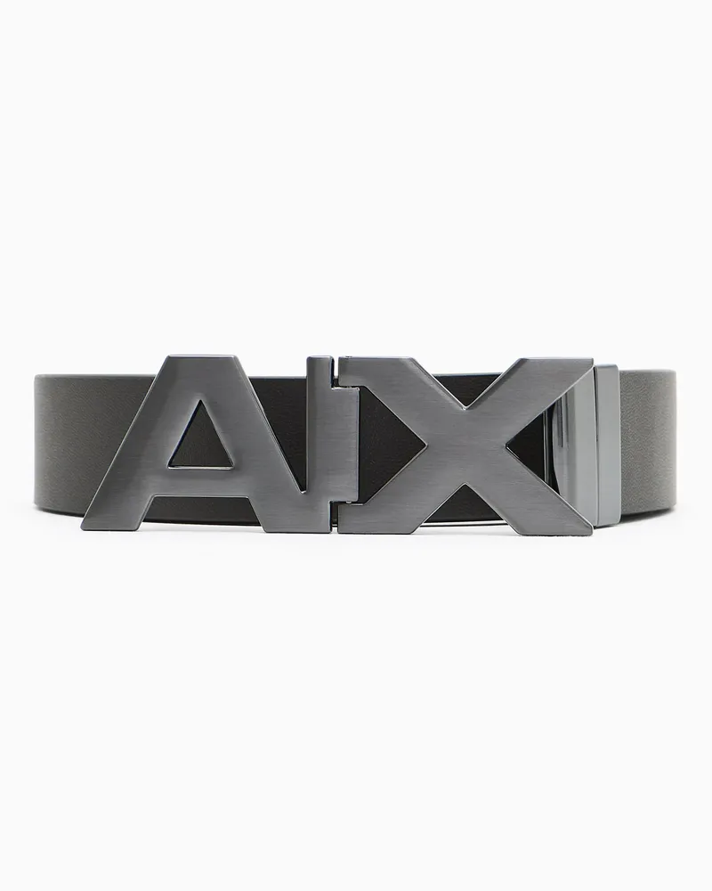 Armani Exchange Wendegürtel aus Leder mit satinierter Logo-Schnalle aus Metall Braun