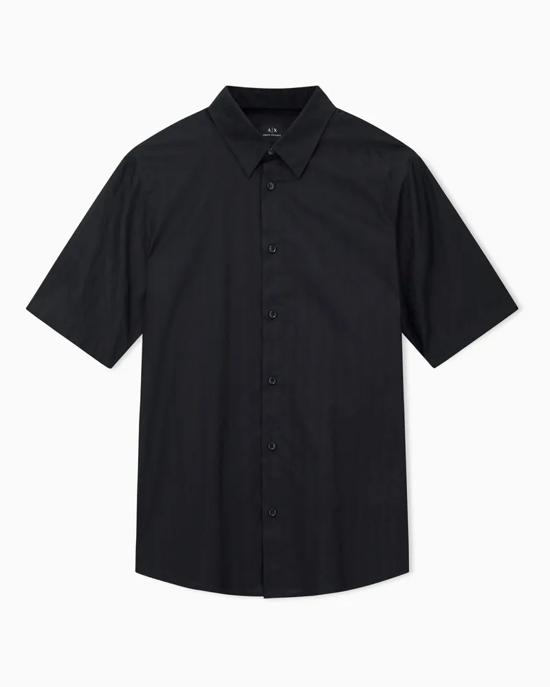 Armani Exchange Kurzärmeliges Jacquard-Hemd aus Baumwolle Schwarz