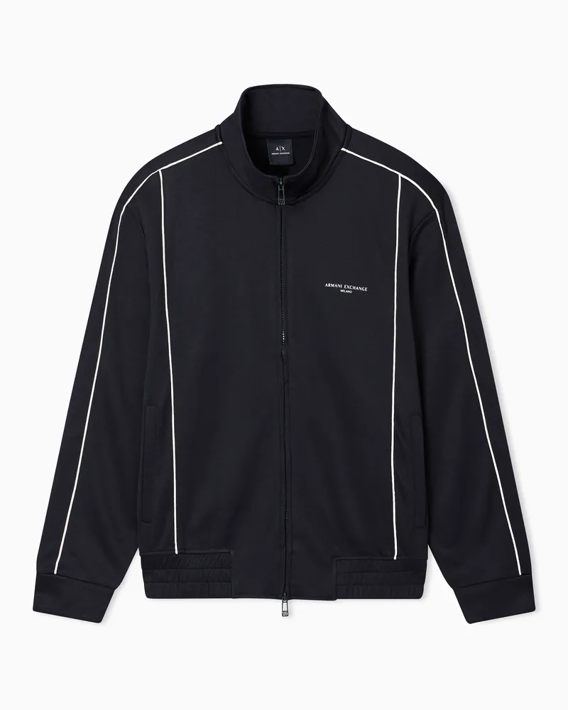 Armani Exchange Sweatshirt mit durchgehendem Reißverschluss und kontrastierender Paspelierung Schwarz