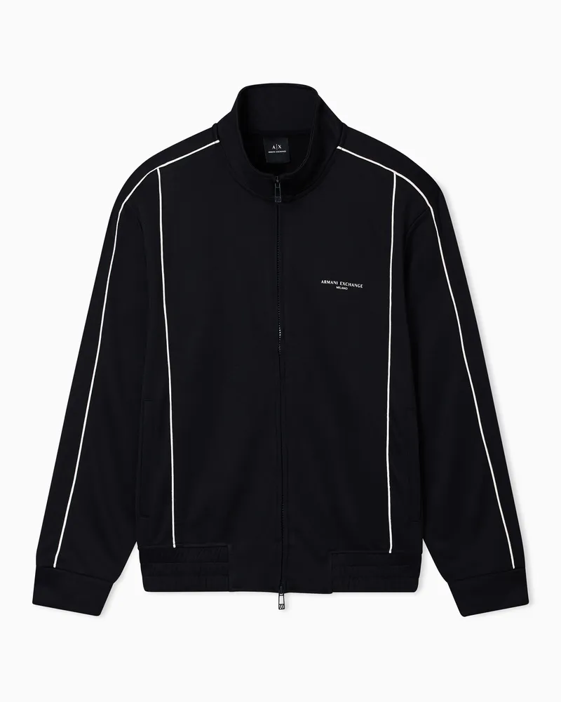 Armani Exchange Sweatshirt mit durchgehendem Reißverschluss und kontrastierender Paspelierung Schwarz