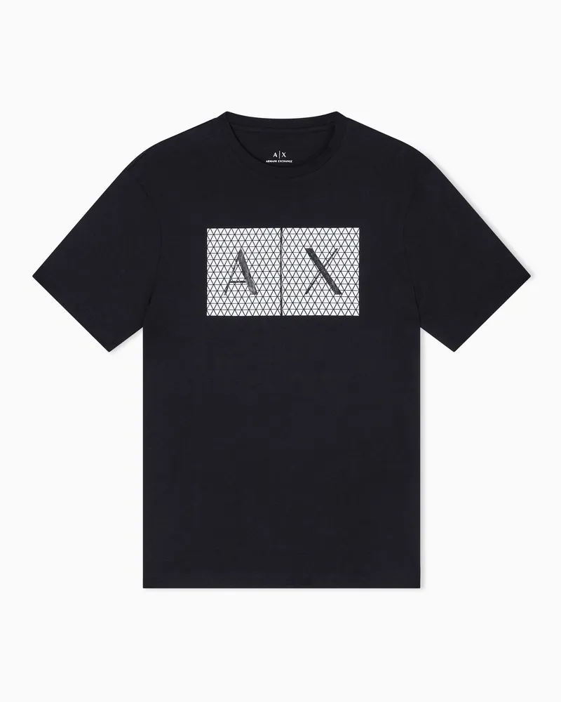 Armani Exchange Schmal geschnittenes T-Shirt aus schmal geschnittenem Baumwolljersey Schwarz