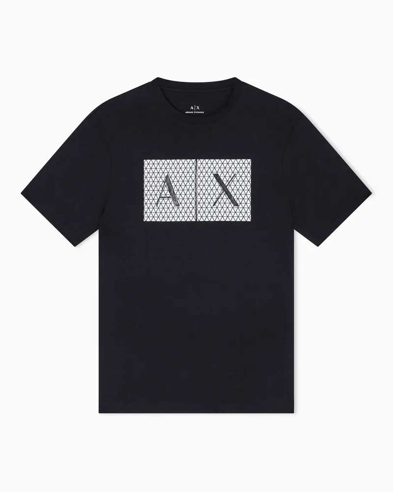 Armani Exchange Schmal geschnittenes Jersey-T-Shirt mit Logo Schwarz