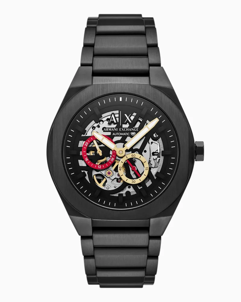 Armani Exchange Sync Automatic Uhr aus rostfreiem Stahl in Schwarz Mehrfarbig