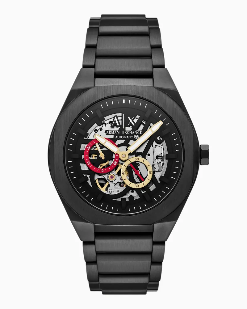 Armani Exchange Sync Automatic Uhr aus rostfreiem Stahl in Schwarz Mehrfarbig