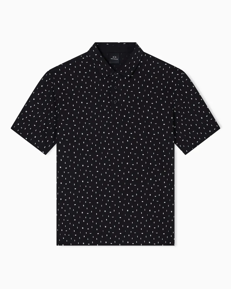 Armani Exchange Poloshirt im Regular Fit mit Schriftzugmuster Schwarz