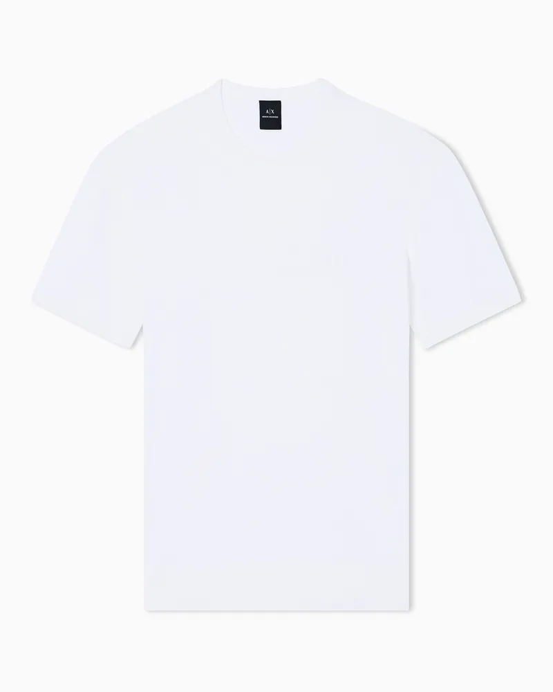 Armani Exchange T-Shirt aus Bio-Baumwollstrick Weiß