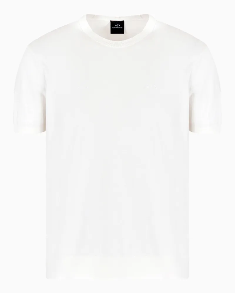 Armani Exchange T-Shirt aus Bio-Baumwollstrick Weiß