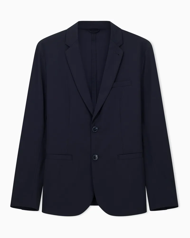 Armani Exchange Einreihige Jacke aus Ultra-Stretch-Twill Blau
