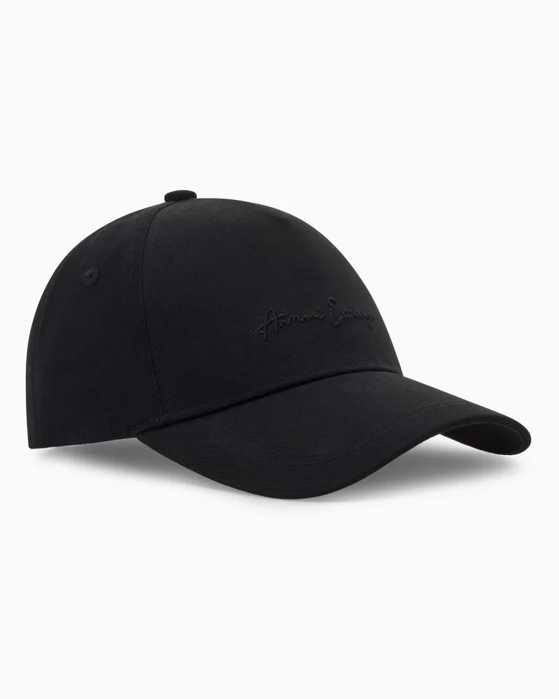 Armani Exchange Visierhut aus Baumwolle Schwarz