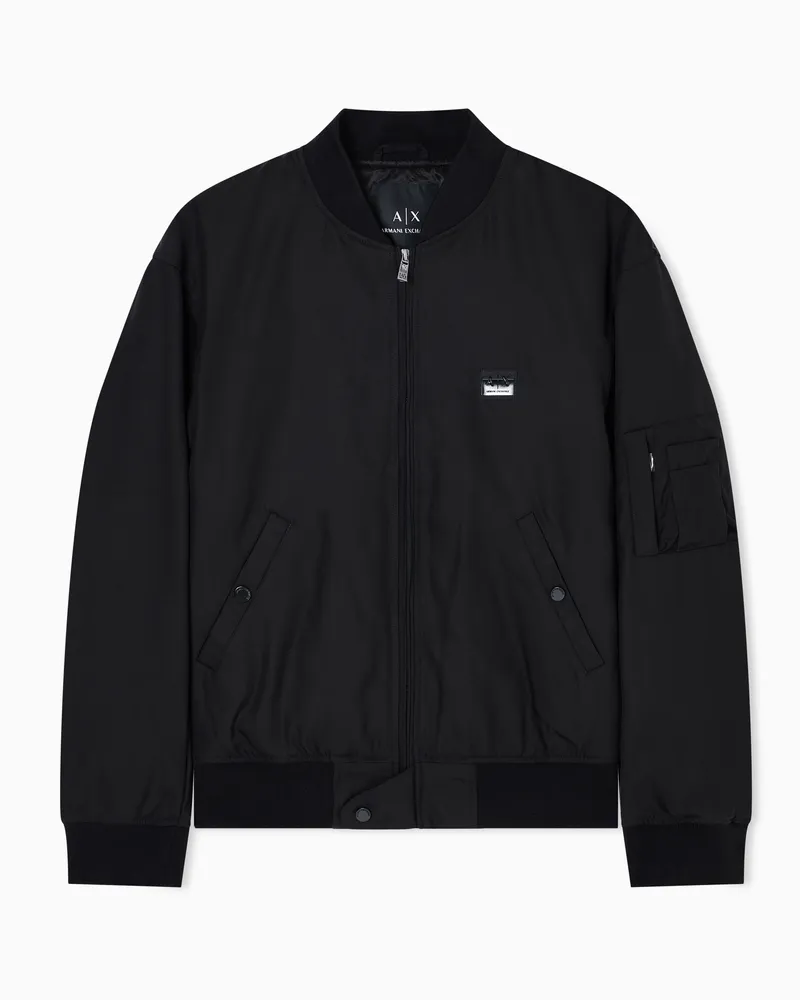 Armani Exchange BLACK ZIP UP LOGO BOMBER JACKET Schwarz