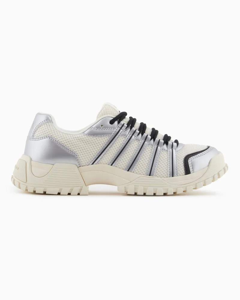 Armani Exchange Sneaker mit Metallic-Einsätzen Silber