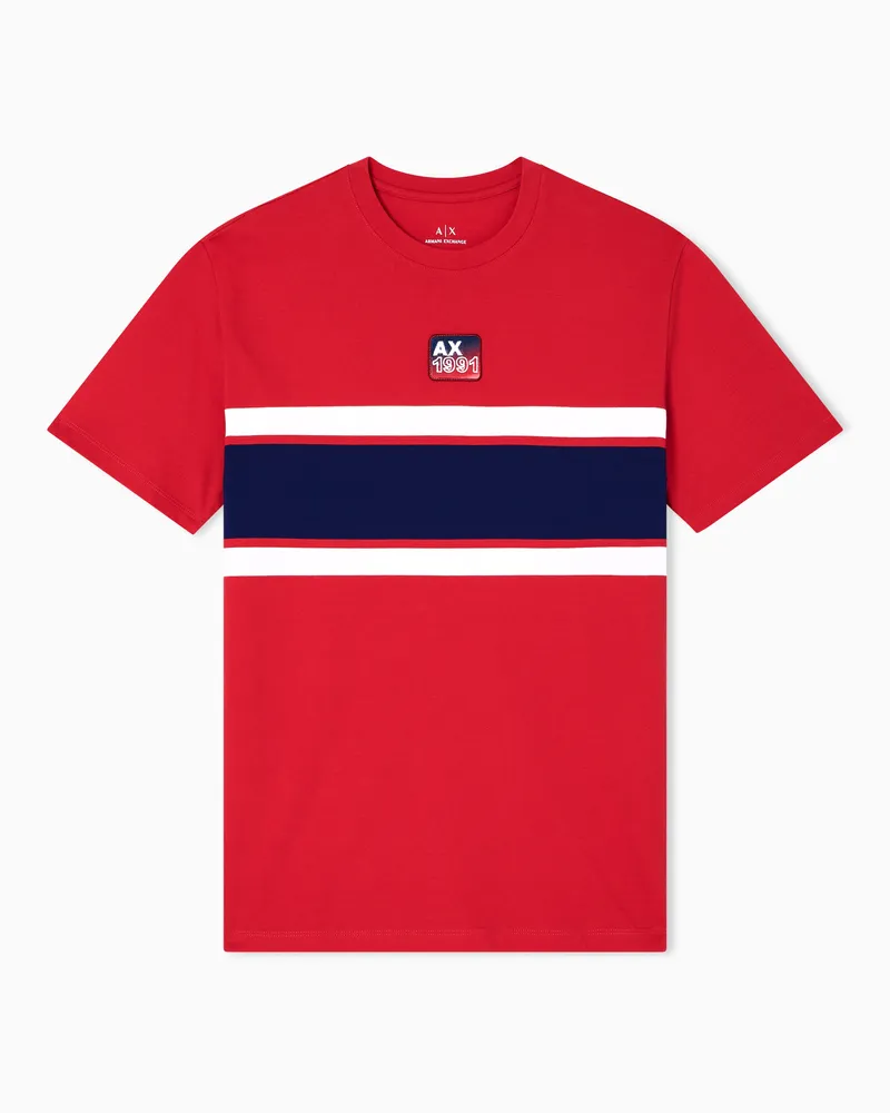 Armani Exchange T-Shirt mit normaler Passform und kontrastierendem Band Rot