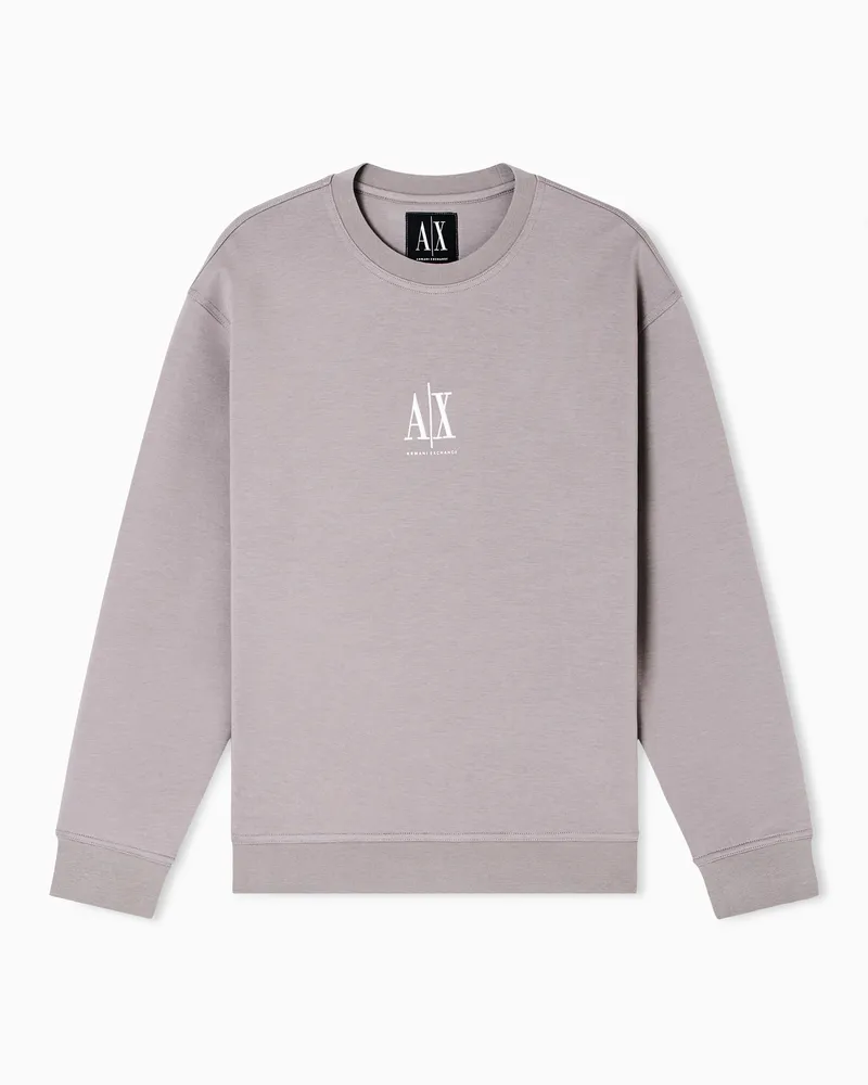 Armani Exchange Crewneck sweatshirt with embroidered logo Beige