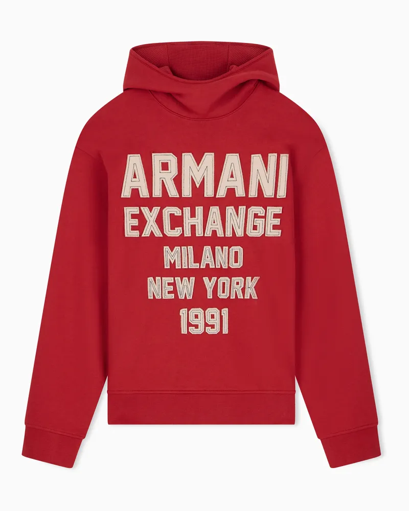 Armani Exchange Kapuzensweatshirt im Regular Fit aus Baumwoll-French-Terry Rot