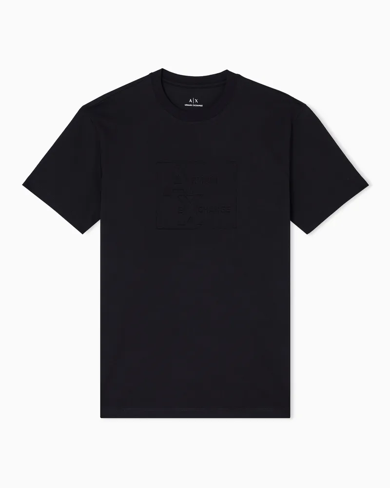 Armani Exchange T-Shirt im Regular Fit mit geprägtem Logo Schwarz