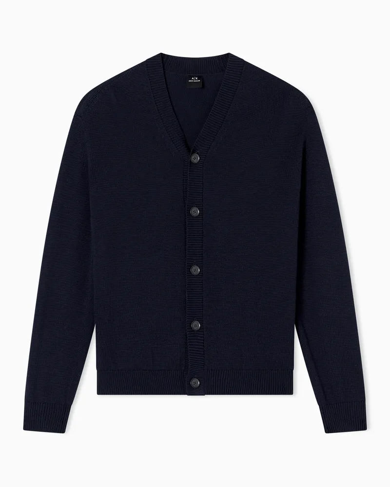 Armani Exchange Strickjacke aus Wolle und Baumwolle Marineblau
