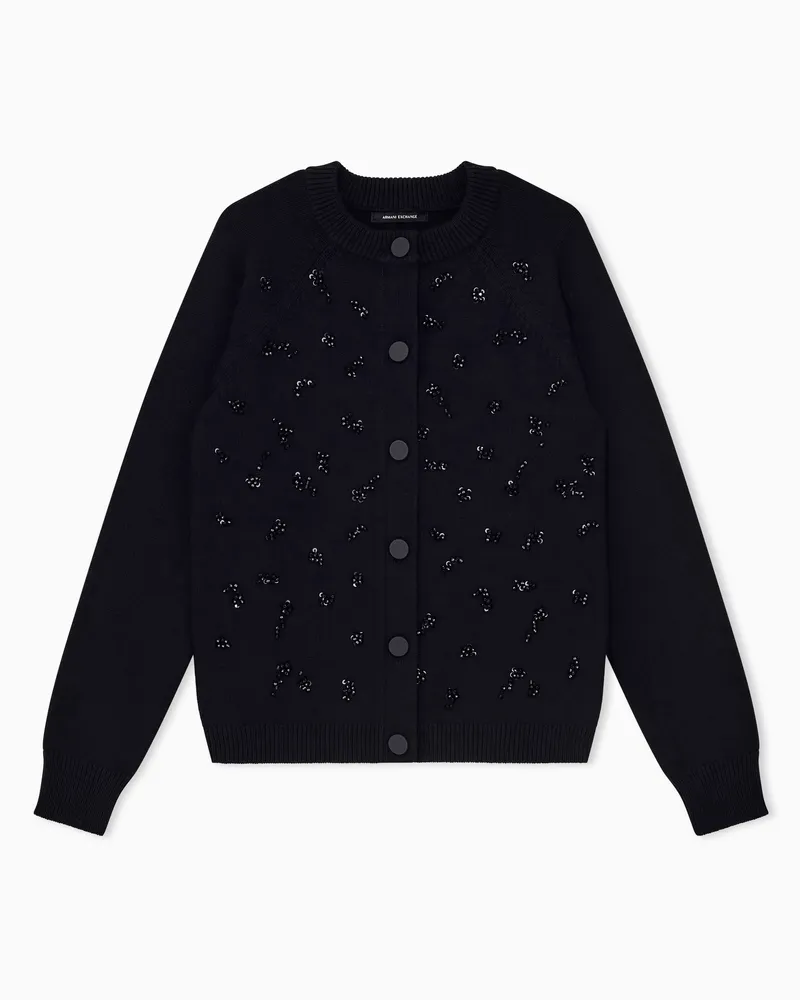 Armani Exchange Cardigan Up For Party mit Knopfleiste und Perlenverzierung Schwarz