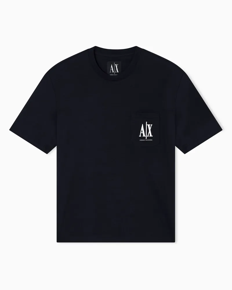 Armani Exchange Regular fit T-shirt with pocket and logo Marineblau