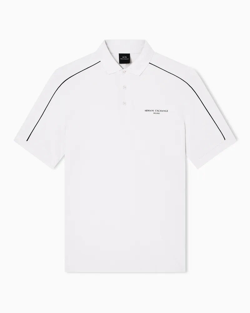 Armani Exchange Piqué-Poloshirt mit kontrastierender Paspelierung Weiß