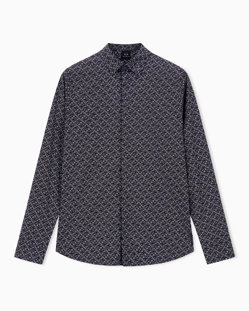 Armani Exchange Slim Fit Hemd mit Mikromuster Schwarz