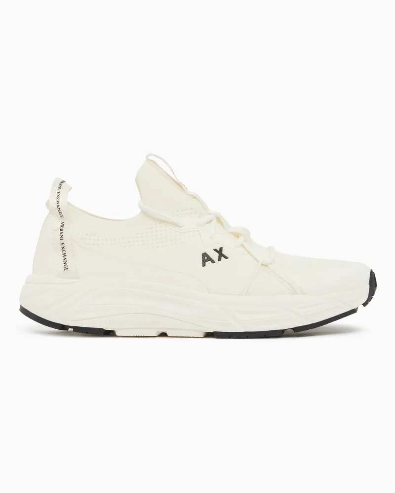 Armani Exchange Sneaker aus atmungsaktivem Strickmaterial mit dicker Sohle Weiß