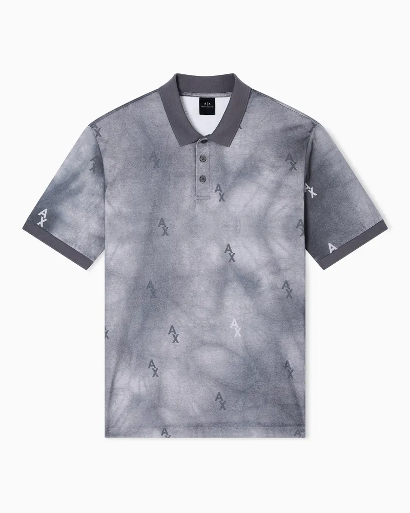 Armani Exchange Poloshirt im Regular Fit mit schattiertem Aufdruck Grau