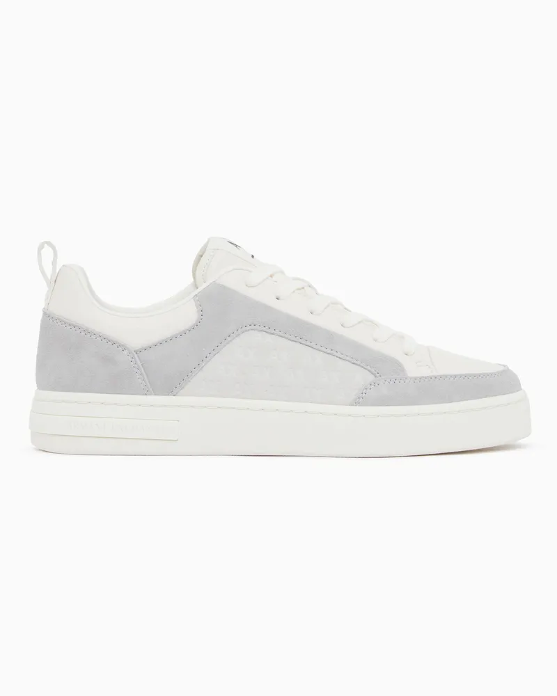 Armani Exchange Sneaker aus Leder mit Wildleder-Details und einer Schnürung Weiß