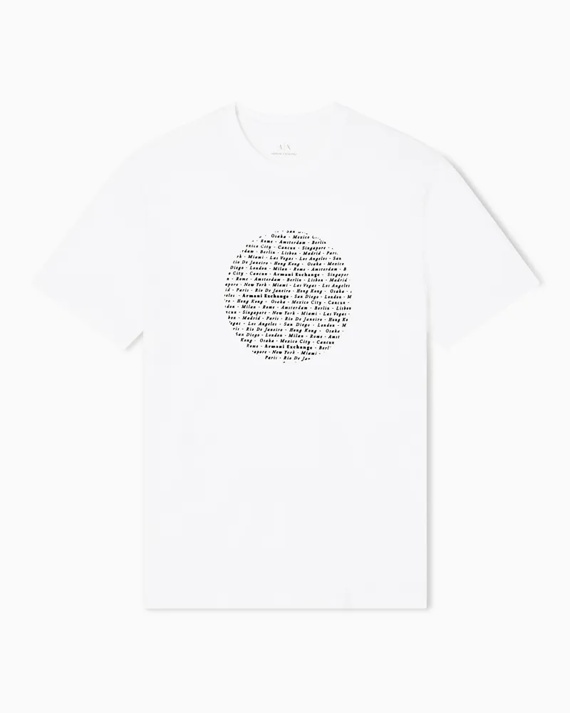 Armani Exchange Slim Fit T-Shirt mit Kreis-Print Weiß
