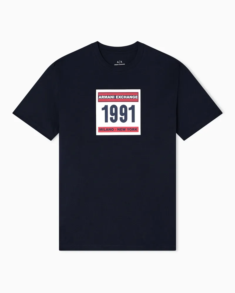 Armani Exchange T-Shirt mit normaler Passform 1991 Marineblau