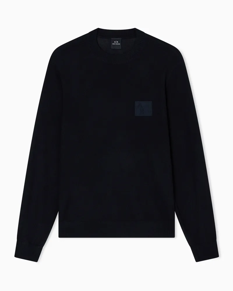 Armani Exchange Rundhalspullover mit Patch Schwarz