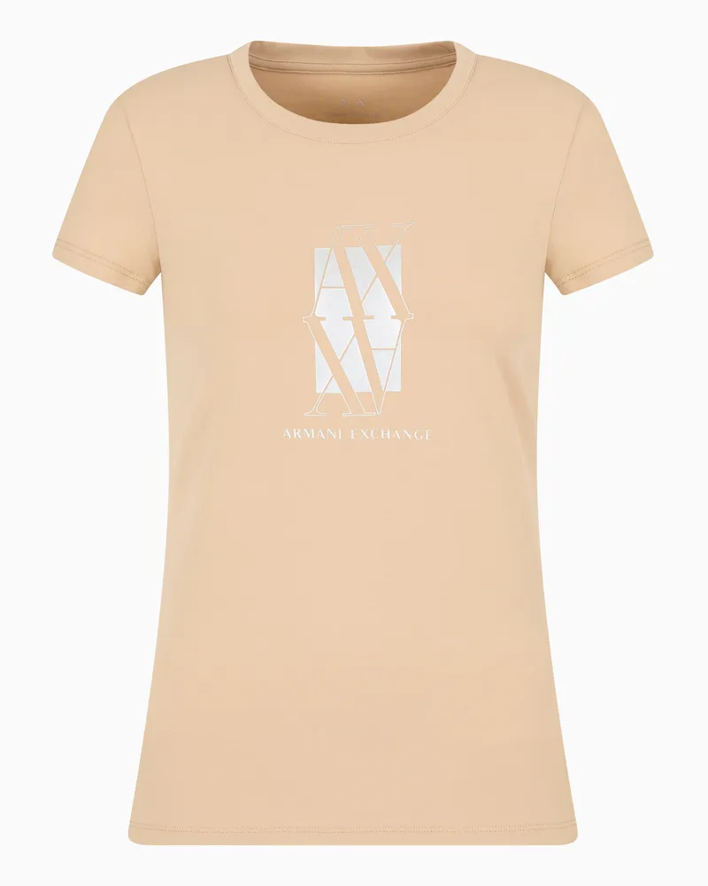 Armani Exchange Slim Fit T-Shirt mit mittigem Logo Kamel