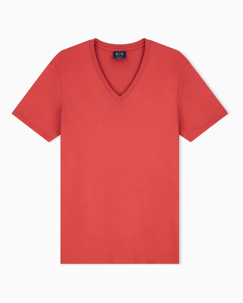 Armani Exchange T-Shirt im Slim Fit aus Pima-Baumwolljersey Rot