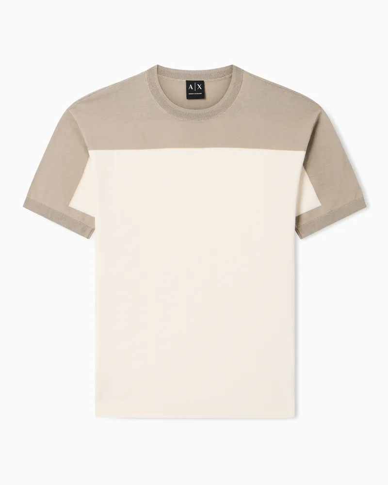 Armani Exchange Linen and light cotton knit top Beige