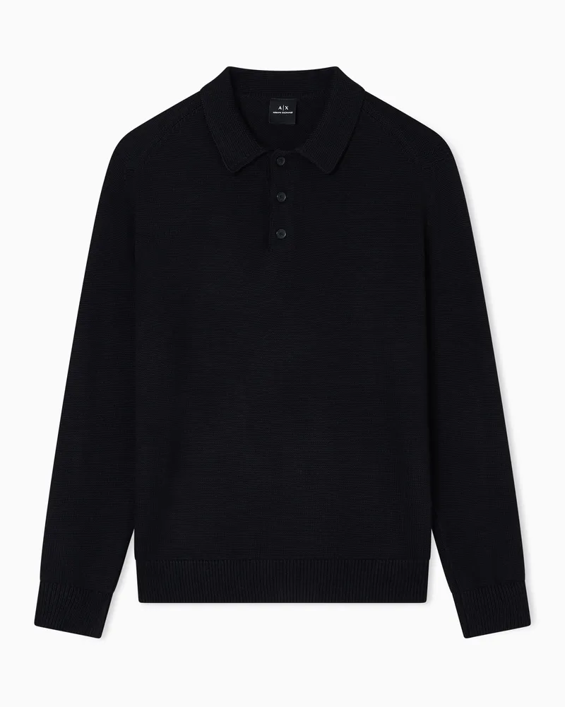Armani Exchange Poloshirt aus Wolle und Baumwolle Schwarz