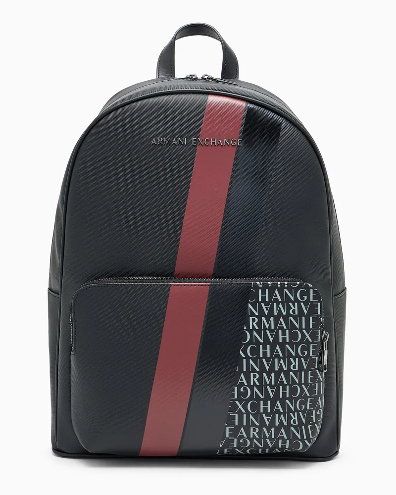 Armani Exchange Rucksack mit Monogramm und Streifen Schwarz