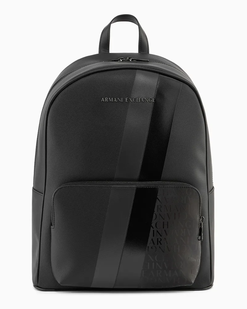 Armani Exchange Rucksack mit Monogramm und Streifen Schwarz