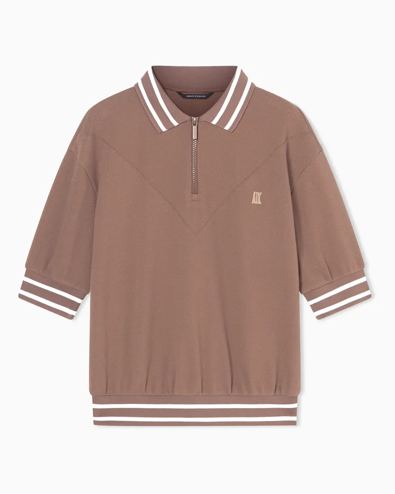 Armani Exchange Stretch-Viskose-Piquet-Polo Braun