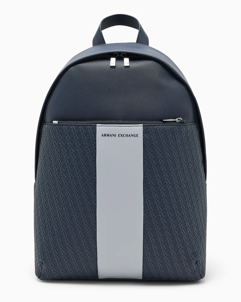 Armani Exchange William Rucksack mit vertikalem Streifen und Reißverschluss Marineblau