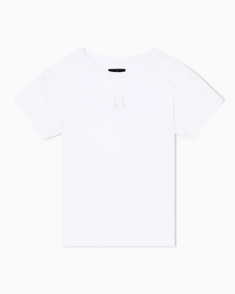 Armani Exchange Boyfriend-T-Shirt mit Icon-Logo Weiß