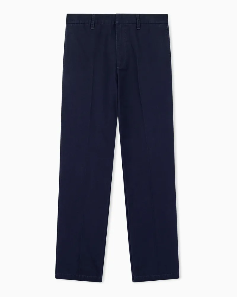 Armani Exchange Regular Fit Hose aus Baumwollottomane mit geradem Bein Marineblau