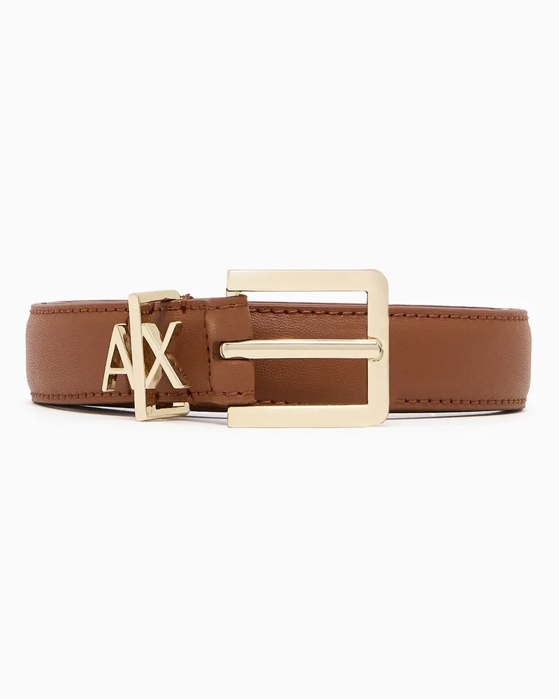 Armani Exchange Dünner Gürtel mit kleinem Logo Braun