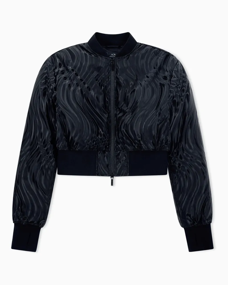 Armani Exchange Kurze Bomberjacke mit Prägemuster Schwarz