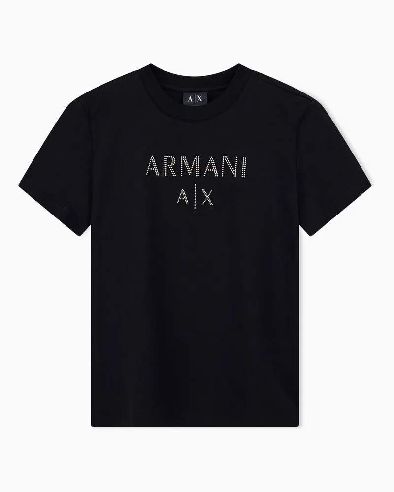Armani Exchange T-Shirt Regular Fit aus Bio-Baumwolljersey mit Logodetail Schwarz