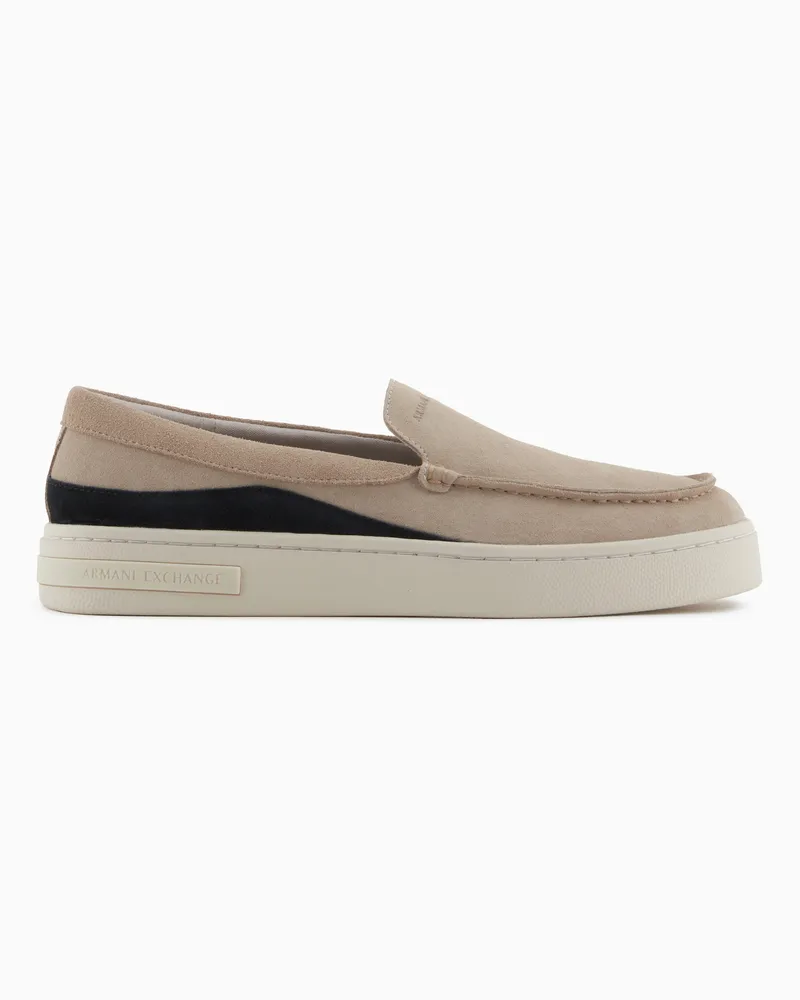Armani Exchange Wildleder-Slipper Braun