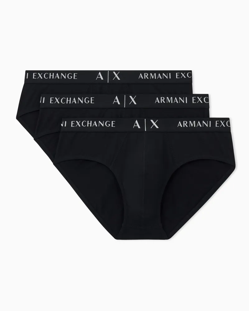 Armani Exchange 3er-Pack Slips aus elastischer Baumwolle Schwarz