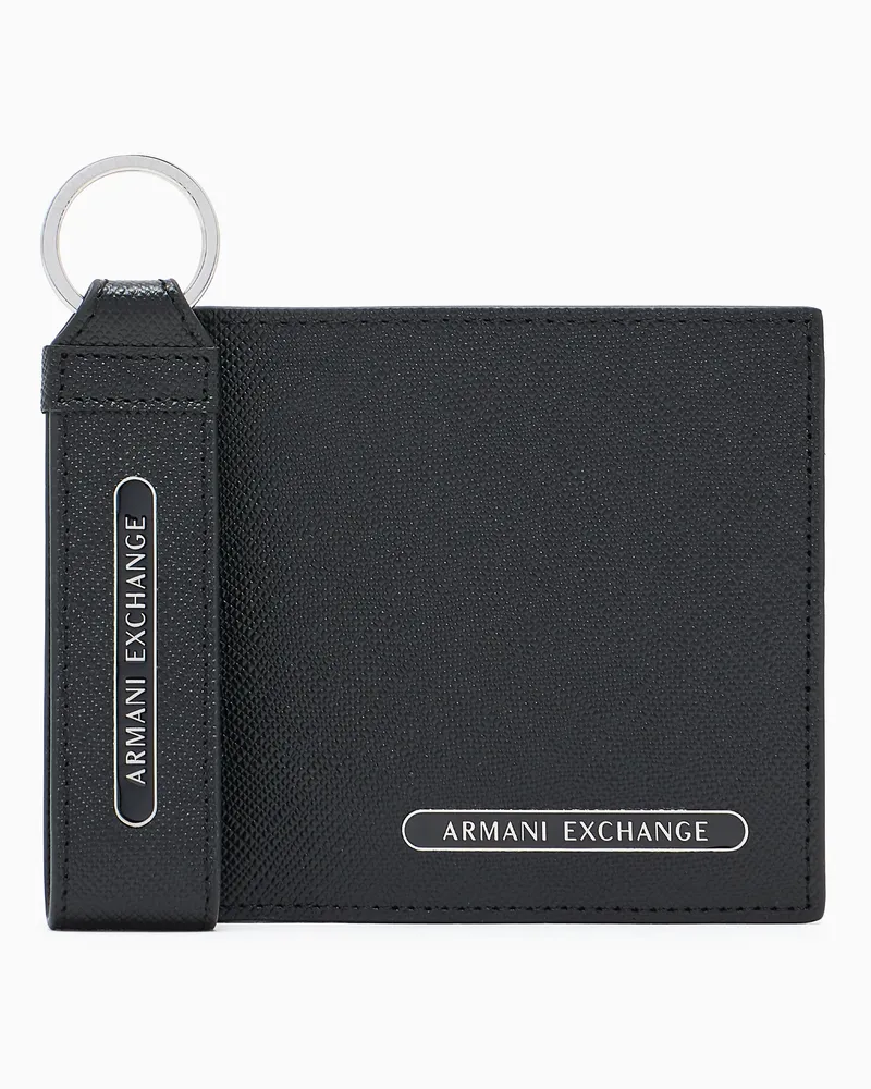 Armani Exchange Wallet and keychain set Schwarz