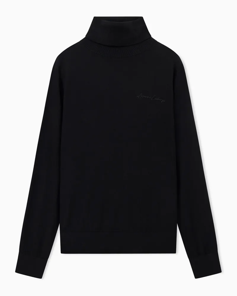 Armani Exchange Rollkragenpullover aus Merinowolle Schwarz
